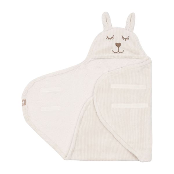 Jollein Wikkeldeken - Oatmeal - Bunny Cloudy Rib Jollein Wikkeldeken - Oatmeal - Bunny Cloudy Rib