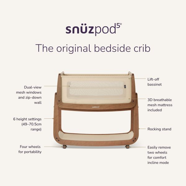 Snuz Co-Sleeper SnüzPod⁵ - Walnut Snuz Co-Sleeper SnüzPod⁵ - Walnut
