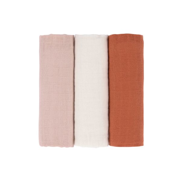 Pink/Milky/Rust Swaddle & Burp Blanket L Pink/Milky/Rust 85 x 85 cm