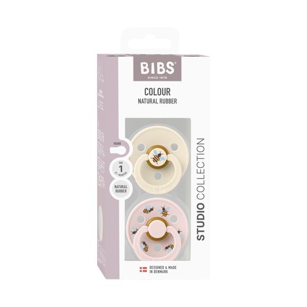 BiBs Studio Colour Fopspeen - Rond - 2 Stuks - 6-18 Mnd - Bumblebee Ivory BiBs Studio Colour Fopspeen - Rond - 2 Stuks - 6-18 Mnd - Bumblebee Ivory