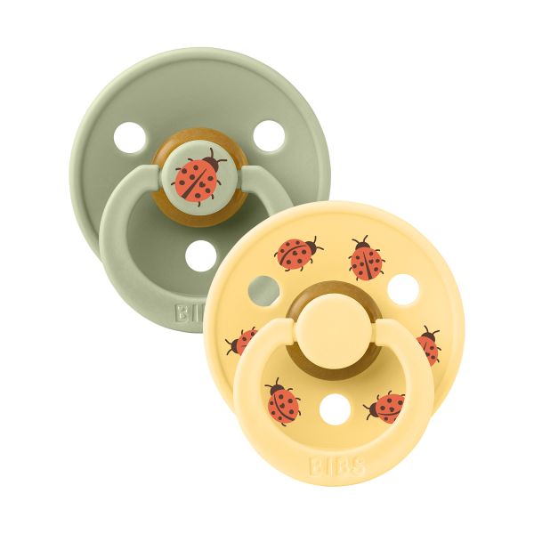 BiBs Studio Colour Fopspeen - Rond - 2 Stuks - 6-18 Mnd - Ladybug Sage Mix