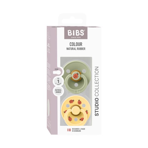 BiBs Studio Colour Fopspeen - Rond - 2 Stuks - 6-18 Mnd - Ladybug Sage Mix