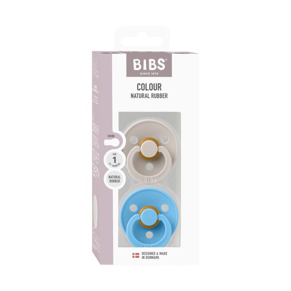 BiBs Colour Fopspenen - Rond - 2 Stuks - 0-6 Mnd - Mushroom/Breeze