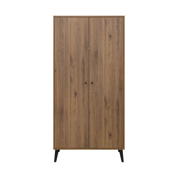 Bopita Ledikant 60 x 120 cm - Commode - 2‑Deurskast - Zara - Walnoot/Zwart