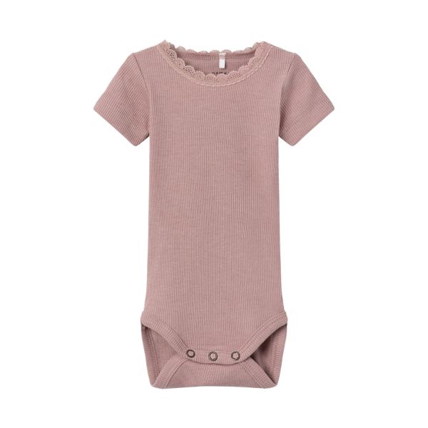 Name It Romper Kab Lace Korte Mouw Deauville Mauve maat 62