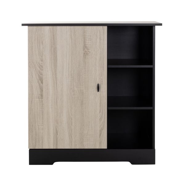 Interbaby Ledikant 70 x 140 Incl. Juniorzijden - Commode 1 deur 3 vakken - Hanglegkast Basalt