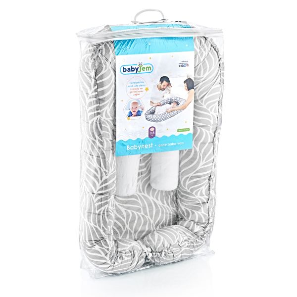 Babyjem Babynest Grijs/Bladeren Patroon