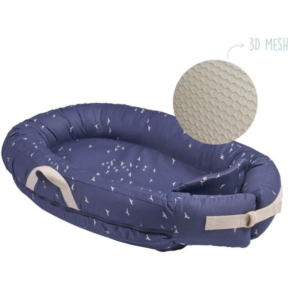 Voksi Babynest Premium Mesh Poppy Blue Flying