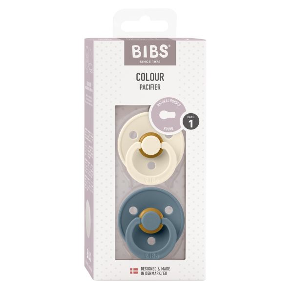 Bibs Fopspeen Round 0-6mnd Ivory/Petrol (2 stuks) Bibs Fopspeen Round 0-6mnd Ivory/Petrol (2 stuks)