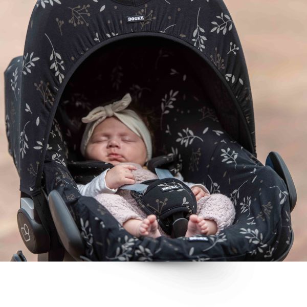 Dooky Seat Cover - 0mnd+ - Romantic Leaves Black Dooky Seat Cover - 0mnd+ - Romantic Leaves Black