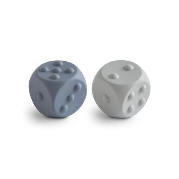 Mushie Dobbelsteen Siliconen Tradewinds/Stone (2 stuks)