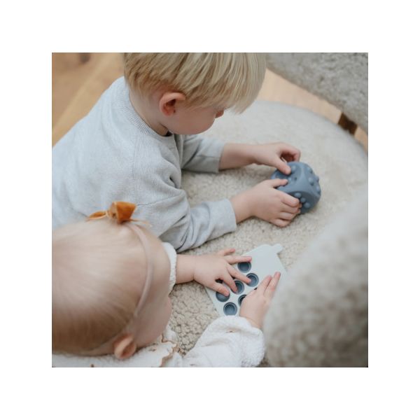 Mushie Dobbelsteen Siliconen Tradewinds/Stone (2 stuks)