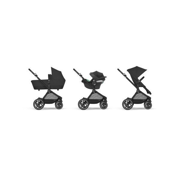 Cybex Kinderwagen Eos Lux BLK Moon Black Incl. Aton B2 i-Size & Adapter