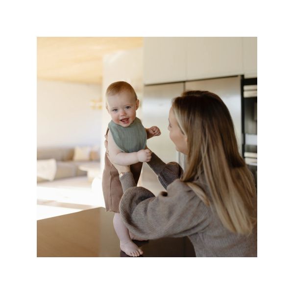 Mushie Slab Muslin Roman Green/Fog 2-Pack