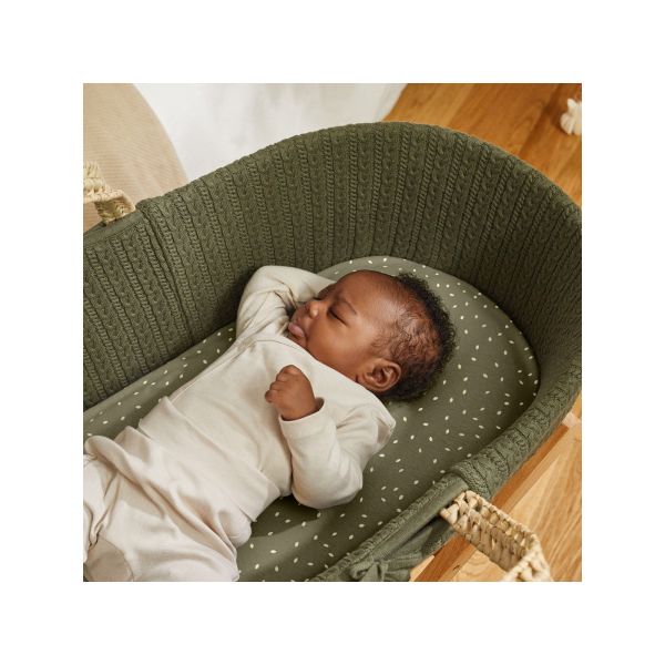 The Little Green Sheep Moses Mandje En Matras Organic Knitted Juniper