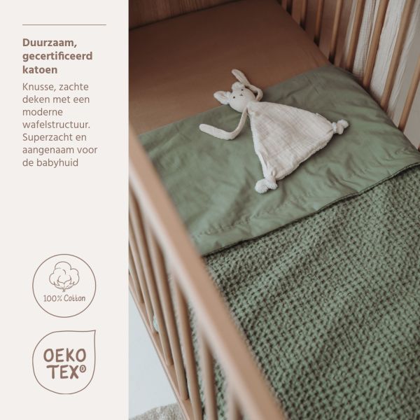 Meyco Wiegdeken Waffle Cotton Olive Green 75x100 cm