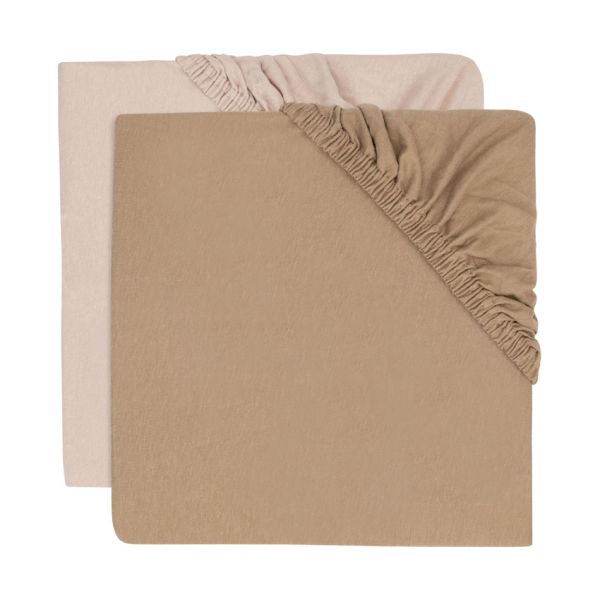Jollein Hoeslaken Jersey - 2 Stuks - 40/50 x 80/90 cm - Wild Rose/Biscuit 