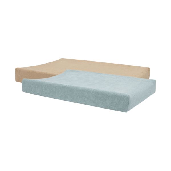 Jollein Aankleedkussenhoes - 2 Stuks - 50 x 70 cm - Badstof - Sea Green/Biscuit 
