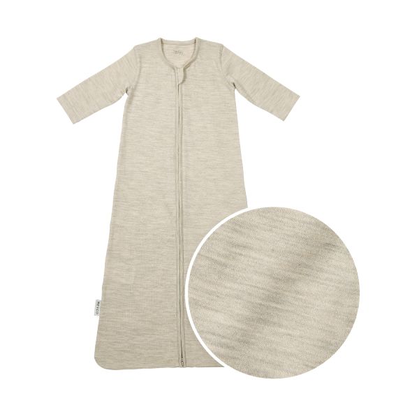 Meyco Baby Slaapzak met Vaste Mouw - Studio - Merinowol - Sand Melange - 70 cm