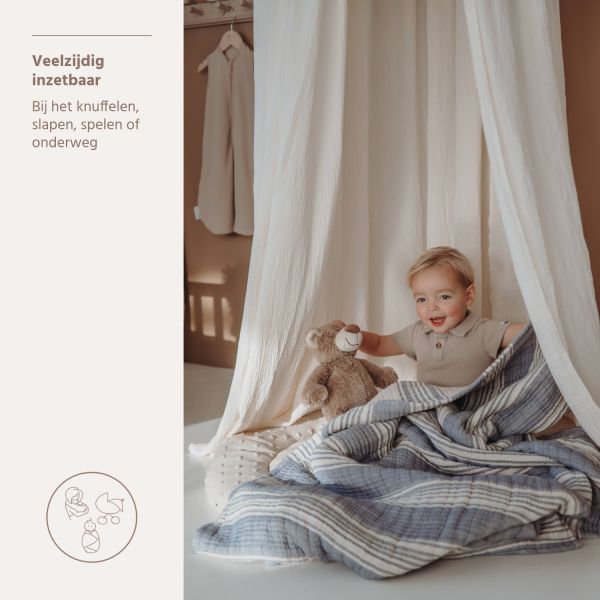 Meyco Deken Pre Washed Hydrofiel Jacquard Stripe Indigo 75x100 cm