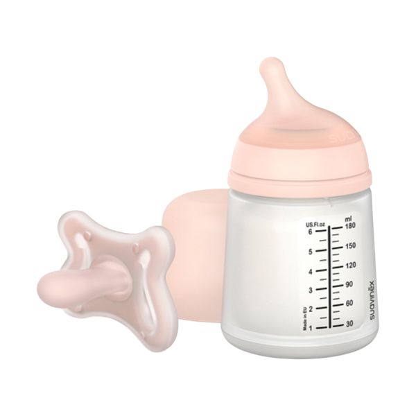 Suavinex Zero Zero Newborn Set - Fles 180ml + Fopspeen -2/2Mnd 