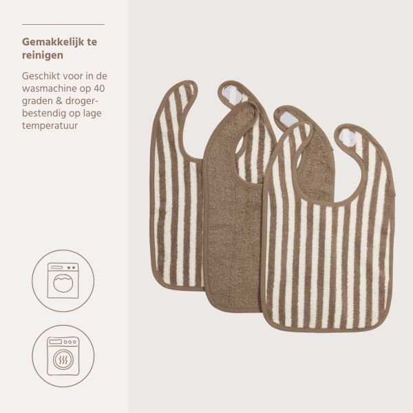 Meyco Slab - Badstof Jacquard Fat Stripe - Taupe - 3-pack Meyco Slab - Badstof Jacquard Fat Stripe - Taupe - 3-pack