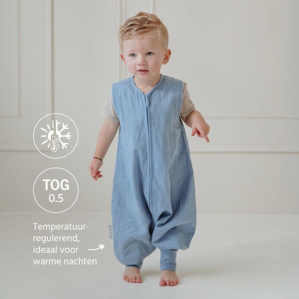 Meyco Studio Jumper Ongevoerd Linnen Jeans Blue 80 cm