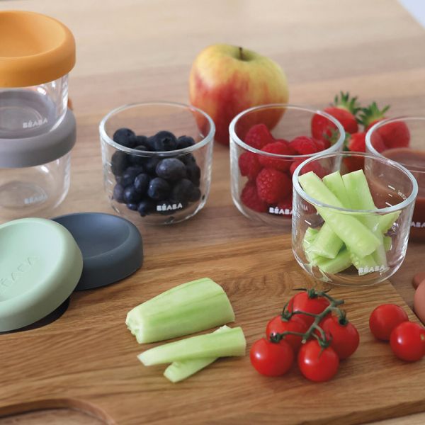 Beaba Glazen Bewaarpotje 150 ml - 6 Stuks - Color Mix