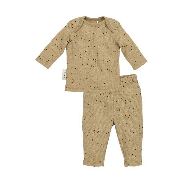 Meyco Baby Pyjama Rib - Maat 50/56 - Mini Spot Toffee Melange Meyco Baby Pyjama Rib - Maat 50/56 - Mini Spot Toffee Melange