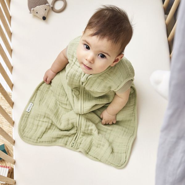 Meyco Baby Uni Zomerslaapzak - 110 cm - Pre-Washed Hydrofiel - Soft Olive 