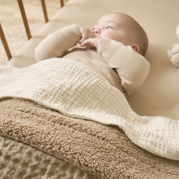 Meyco Baby Wiegdeken Wafel Teddy Taupe 75 x 100 cm