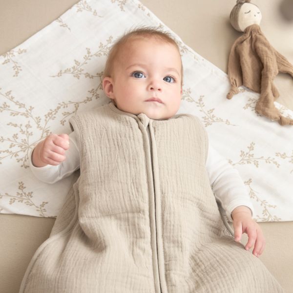 Meyco Baby Slaapzak Hydrofiel Gevoerd Uni Pre-Washed Sand 70 cm