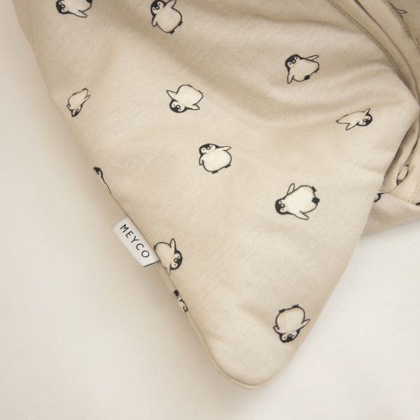 Meyco Baby Slaapzak Met Afritsbare Mouwen Penguin Soft Sand 60 cm