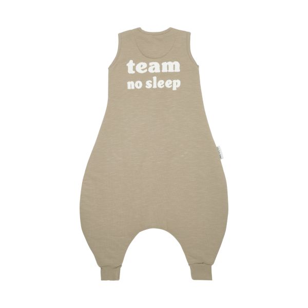 Meyco Baby Slaapzak Jumper Winter Slub Met Team No Sleep Applicatie Taupe / Offwhite 80 cm