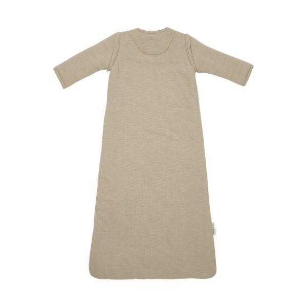 Meyco Baby Smile Slaapzak Met Afritsbare mouw - 90 cm - Slub - Taupe/Offwhite