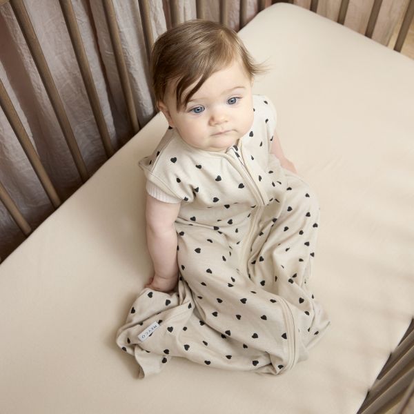 Meyco Baby Sweet Heart Zomerslaapzak - 90 cm - Soft Sand/Black