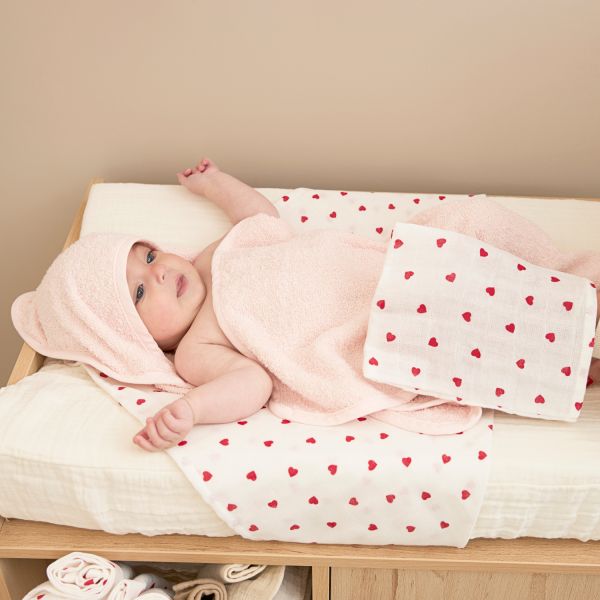 Meyco Baby Multidoek Hydrofiel Sweet Heart Red 70 x 70 cm 3-Pack