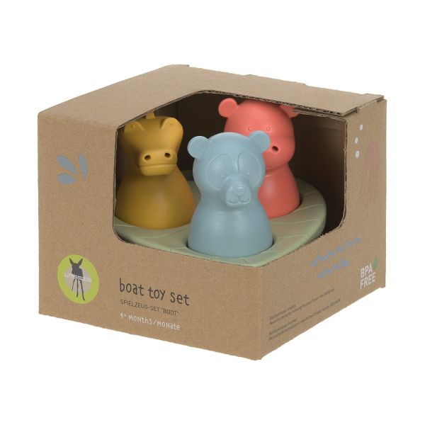 Lässig Water Friends Boat Toy Set - Panda / Hippo / Crocodile - Olive