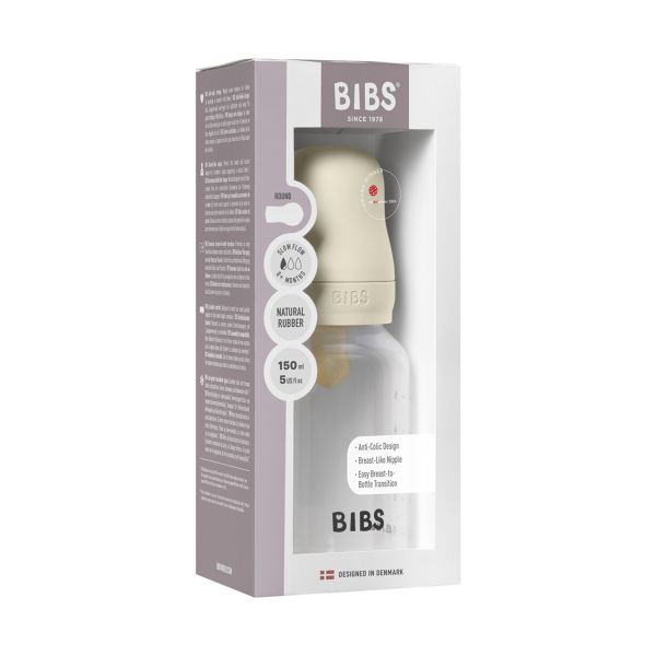 BIBS Fles - Slow Flow - 150 ml - Latex - Ivory - Ronde Speen 