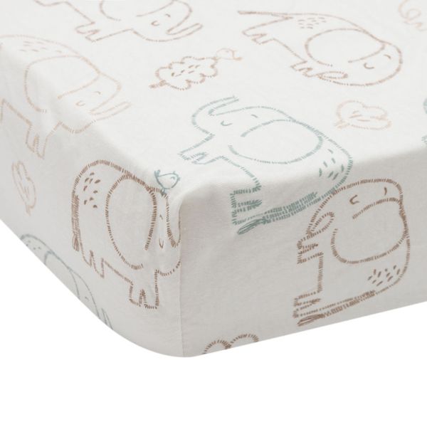 Jollein Hoeslaken Jersey 70/75x140/150cm - Elephant Tales