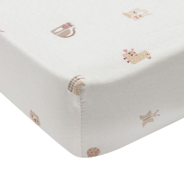 Jollein Hoeslaken Jersey 70/75x140/150cm - Animal Friends Jollein Hoeslaken Jersey 70/75x140/150cm - Animal Friends