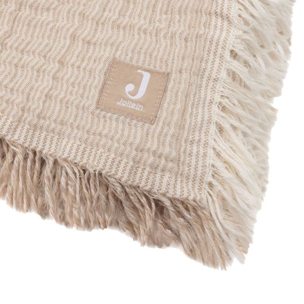 Jollein Deken Wieg - 75 x 100 cm Fringe Stripe Biscuit/Ivory GOTS 