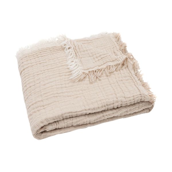 Jollein Deken Wieg - 75 x 100 cm Fringe Stripe Biscuit/Ivory GOTS 