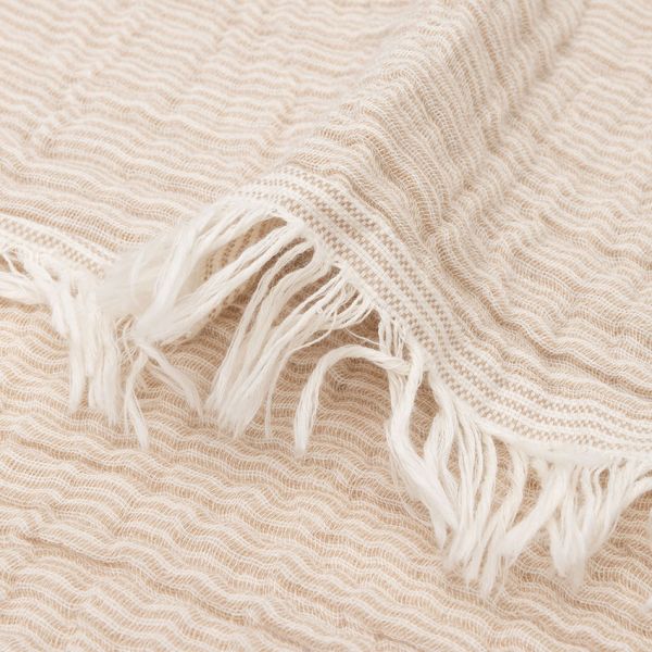 Jollein Deken Wieg - 75 x 100 cm Fringe Stripe Biscuit/Ivory GOTS 