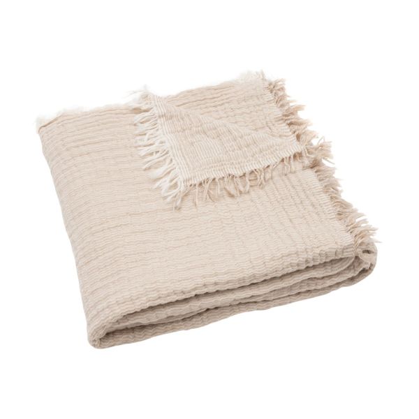 Jollein Deken Ledikant - 120 x 120 cm - Fringe Stripe Biscuit/Ivory GOTS 