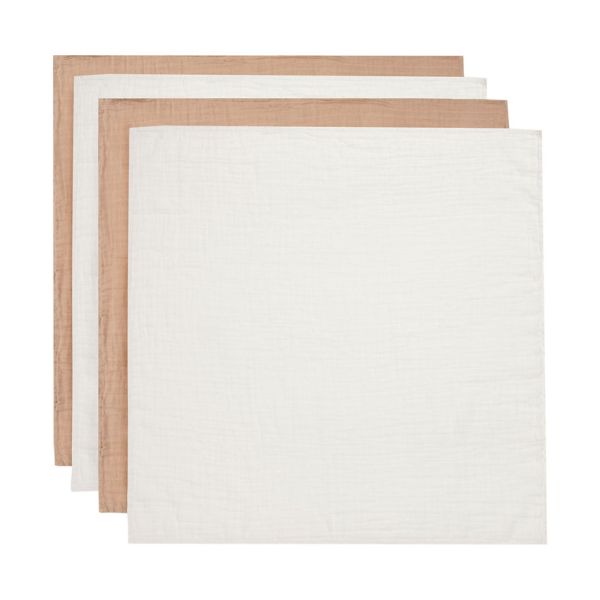 Jollein Hydrofiele Doek Small - 4 Stuks - 70 x 70 cm - Biscuit/Ivory 