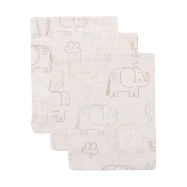 Jollein Hydrofiel Washandje - Elephant Tales - 15x20 cm - 3 Stuks Jollein Hydrofiel Washandje - Elephant Tales - 15x20 cm - 3 Stuks