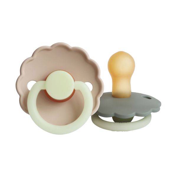 Frigg Daisy Night Fopspeen - 0-6 mnd (2 stuks) - Portob./Croissant