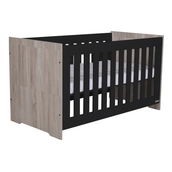 Interbaby Ledikant 70 x 140 Incl. Juniorzijden - Commode 1 deur 3 vakken - Hanglegkast Basalt