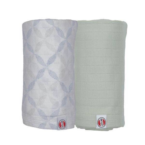 Lodger Swaddler Solid Matcha Peppermint/Blue Fogg 2-Pack 110x110